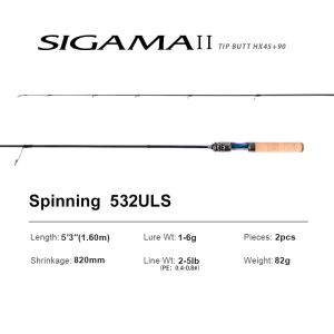 SIGAMA2 Perch Rod Ultralight Carbon Rods MF Action Spinning Casting Fishing Rods 2 section UL L power Travel Rod