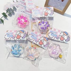 LIAND โปร่งใสโปร่งใส ของเล่นตอบสนองช้าอุ้งเท้าแมว TPR. ไข่มุกไข่มุก ตีนแมวบีบ มินิมินิ สร้างสรรค์และสร้างสรรค์ ของเล่นแบบหนีบกรงเล็บแมว ตกแต่งด้วยการตกแต่ง