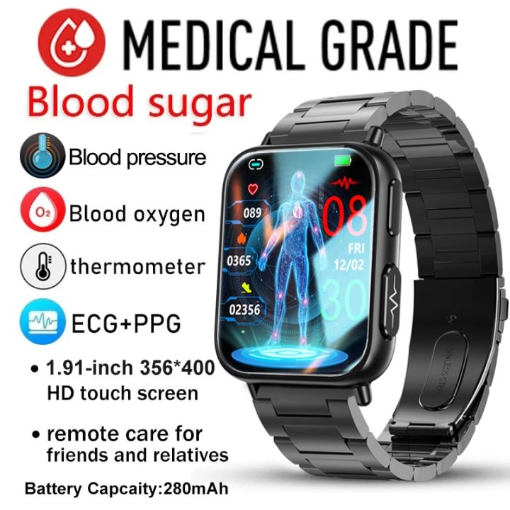 2023 New Blood Glucose Monitor Health Smart Watch Men ECG+PPG