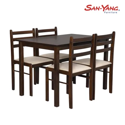 San-Yang Furniture Dining Set 4-Seater Dark Cream Fabric 300334