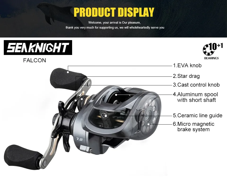 Casting distance test - SeaKnight Falcon combo, fishing rod, Casting  distance test - SeaKnight Falcon combo SeaKnight Falcon Baitcasting Reel 