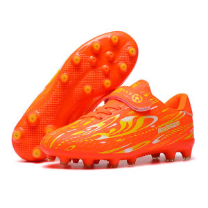 Laceless Velcro Soccer Shoes for Boys and Girls Childrens Turf Cleats Elementary School Long-Studded Competition Training Sports Shoes