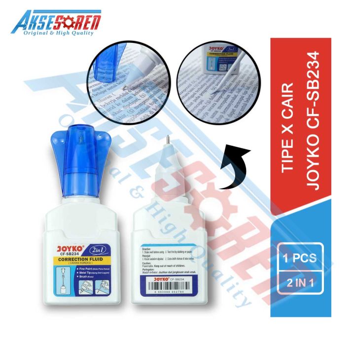 Aksesoren Tipe x Cair Joyko [CF-SB234/1 Pcs] / Tip X Joyko Correction Fluid 2 In 1 / Tip Ex Kuas Penghapus Pulpen