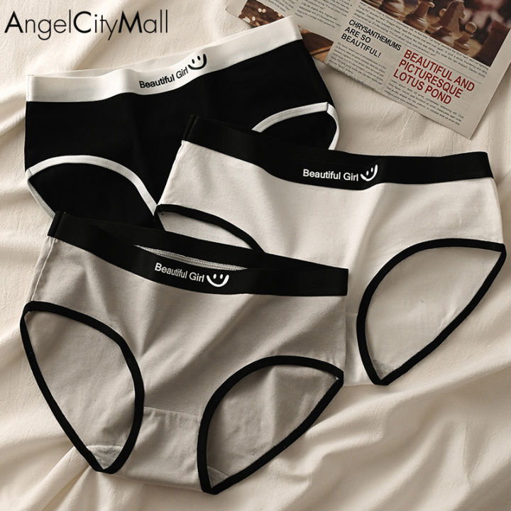 AngelCityMall Beautiful Girl Cotton Underwear for Women 3 Pack