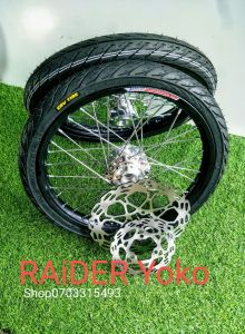 CẶP BÁNH CĂM RAIDER SATRIA NIỀNG NHÔM YOKO THÁI VỎ CRV KÈM 2 ĐĨA GẮN NHƯ ZIN