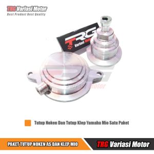 Paket Tutup Klep Mio Racing dan Tutup Timing Mio TRG CNC Alumunium Berkualitas Varian Warna Silver Chrome
