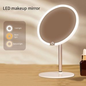 IUYJN Adjustable LED Makeup Mirror 3 Color Lights Rotation Lighted Mirrors Professional High-Definition Vanity Mirror with Lights Travel