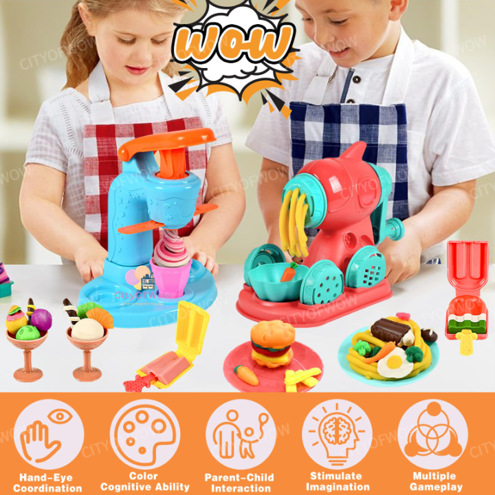 Color Dough Kitchen Creations Set Ice Cream Hamburger Maker Machine Art  Crafts Food Modeling Play Toys for Boys Girls Kids Toddlers Ages 3+  Lazada