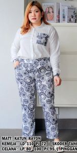 UNION11 - STELAN WANITA JUMBO / SETELAN BIGSIZE WANITA /  SETELAN WANITA KEKINIAN BAHAN KATUN RAYON / SET CELANA KEMEJA WANITA JUMBO ARUMI