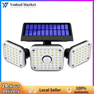 【Vodool】112 LED Solar Outdoor Flood Light with Motion Detection 3 Heads for Garden Yard Garage 6000K Bright White