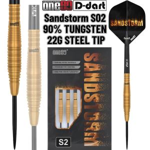 ONE80 STEEL TIP DART - 22G SANDSTORM 02 90% TUNGSTEN DART SET ORIGINAL STEEL DARTS (ARROW DART KELULI)