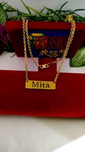 kalung titanium plat ukir nama sendiri custome lapis emas anti karat