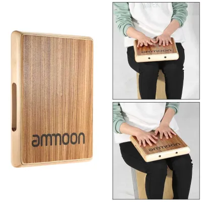 Compact Travel Cajon Flat Hand Drum Persussion Instrument Zebra Wood
