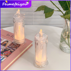 LED Flameless Candle Lights Acrylic Electronic Tears Candle Lamp Rose Strip Shape Fairy lights USB LED night light for room Wedding Party Christmas Home Decor with free AG13 Battery Operated
