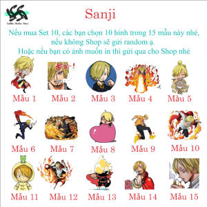 One Piece - Set 10/15 Sticker Vinsmoke Sanji / Sanji- băng hải tặc mũ rơm anime One Piece/OP chống nước chống xước