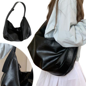 Women PU Leather Hobo Bags Retro Shoulder Bag Solid Color Underarm Bag for Work Shopping Travel Daily