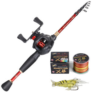 Sougayilang COD Set Joran Pancing Teleskopik 1.8M/2.1M/2.4M dan Rasio Gigi 7.2:1 Reel Baitcasting dengan Senar Pancing PE Umpan Pancing Portabel Set Pancing Murah pancing 1set lengkap kuat pancing casting full set