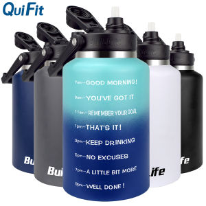 QuiFit Stainless Steel Water Bottle 2000ml/3800ml 304 Vacuum Cup Double Wall Insulation Hot and Cold Thermos Flasks Coffee Drinking Portable Bottle Thermal Cup Mug Water Container Tumbler