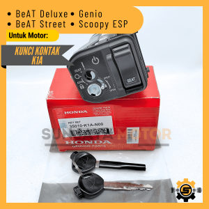Keyset Original Honda K1A Kunci Kontak Beat Deluxe Genio Scoopy ESP Beat Street New Kunci Motor Skupi 1 Set Presisi Key Set Konci Motor Beat LED Asli Konci Kontak Anti Maling Ori AHM