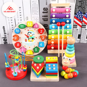 Combo 6 Món Đồ Chơi Gỗ Thông Minh Phát Triển Trí Tuệ Giáo Dục Sớm Cho Bé
