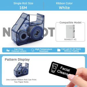 Niimbot N1 Carbon Ribbon 16M/Roll 1Ribbion Can Print 2 Rolls Of Label Label Paper