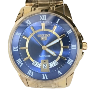 Đồng hồ SEIKO Nam Chính hãng. Side lớn 40mm .Vỏ vàng mặt xanh sang trọng Máy quạt nhật . Hàng mới 100%