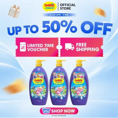 [Bundle of 3] CARRIE JUNIOR Hair & Body Wash - Double Milk (1000g) [New Toy] Nourishing & Moisturising Skin | Kids Shower