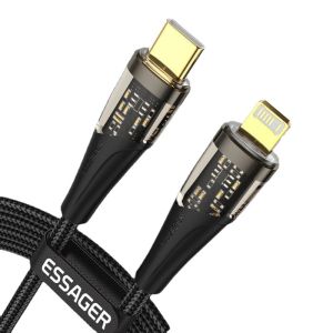 Dây cáp sạc điện thoại Iphone 20W dây vải dù dài 2m hiệu ESSAGER dùng cho IPhone ipad