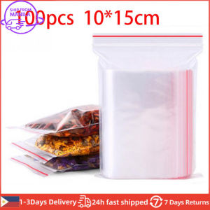 [Leslye] 100PCS PE Transparent Plastic Self Seal Bag Convenient Resealable Vacuum Fresh Zip Lock Package for Food Storage