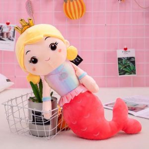 Multiple size Beautiful Crown Mermaid Plush Toy Kids Girl Cartoon Stuffed Little Mermaid Doll Sofa Pillow Girlfriend Birthday Gifts