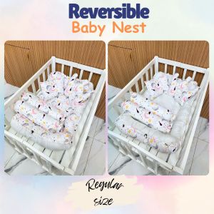 6in1 Regular Baby Nest Complete Set with Crown Pillow | COMBO SET| 100% Canadian Cotton| Crib not included