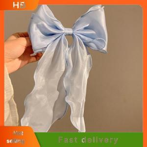 HB Mesh Barrette Bow Ribbon Hair Clips Sweet Gentle Girly Back Of Head Super Fairy Hairpins Advanced Fashion Headwear Accessories