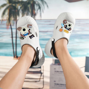 QZshop จัดส่งด่วน รองเท้าหัวโตผู้หญิง รองเท้าแตะหัวโตพร้อมจิ๊บบิทลายน้องหมา เป็นงานทูโทน พื้นรองเท้าตัดกันกับสีรองเท้า แถมตัวการ์ตูนน้องหมาไปให้ น่ารักมาก ต้องโดนแล้วม้ะ