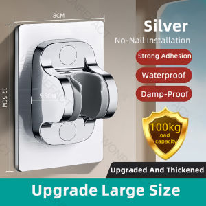 Grey Self Adhesive Shower Head Bracket Wall Mounted Shower Head Holder Bathroom Accessories Shower Set