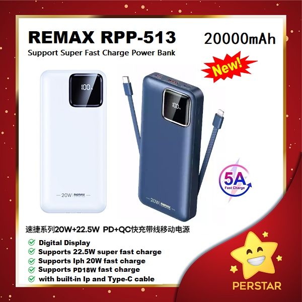 [CCC Certificate] REMAX RPP-500 /RPP-513 Super Fast Charge 22.5W PD20W ...
