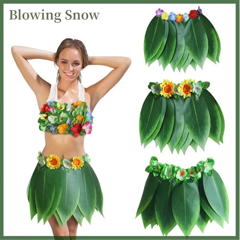 Blowing Hawaiian Palm Leaf Skirt Fancy Dress Costume Grass Skirt