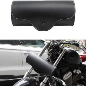 STVML Waterproof Motorcycle Tool Bag Retro PU Leather Front Fork Barrel Bag Universal Multifunctional Handlebar  Hanging Bag Outdoor Riding