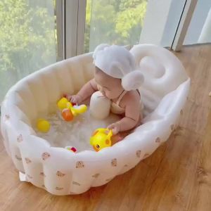 Foldable inflatable bathtub baby shower basin divine tool for sitting lying down bath household use portable bathtub for newborns