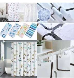 Luckylkh2 Shower Curtain Makapal Waterproof Bathroom Curtain Waterproof set hook