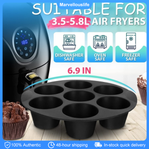 7 Cups Airfryer Silicone Muffin Pan Mold 7 Inch Cake Baking Mould for 3.5 to 5.8 L Air Fryer Accessories