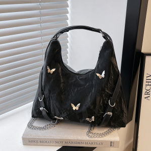 MOUSSON  กระเป๋าโท้ทสำหรับสุภาพสตรีกระเป๋าโท้ทแฟชั่นความจุขนาดใหญ่กระเป๋าสะพายไหล่อเนกประสงค์ตกแต่งผีเสื้อ