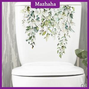 Mazhaha Green Plant Leaves Flower Wall Sticker Bathroom Toilet Decor Living Room Cabinet Home Decoration Decals Beautify Self Adhesive Mural