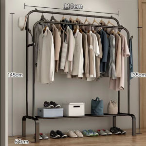 Rak Gantungan Baju Stand Hanger Portable Double Jemuran Pakaian Serbaguna Besi Hanger