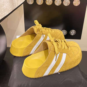 Free Shipping New Spring And Summer Fashion Korean-Style Lace-Up Casual Slip-On Sandals With A Soft Sole And A Half-Toe Design Perfect For Versatile Styling