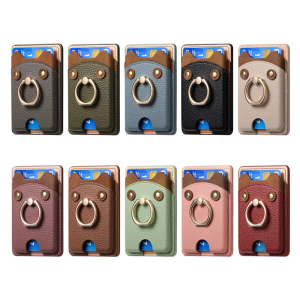 กระเป๋าเงินด้านหลังเหนียวแข็งแรงมีกระเป๋าสตางค์สล็อตและแท่นวางเคส Ipad พับได้สำหรับอุปกรณ์เคลื่อนที่