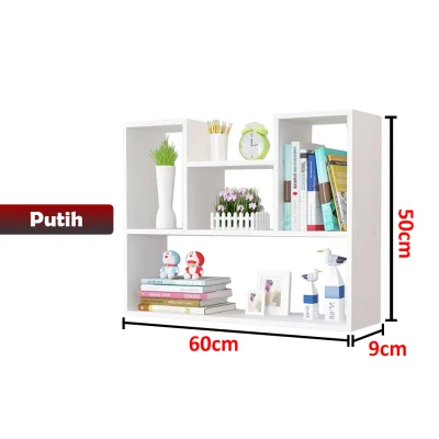 Rak Hiasan Dinding Ruangan Warna Hitam & Putih 4 Kotak Serbaguna - Yosinogawa Store