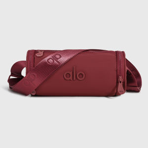 ALO HorizontalTube Yoga Crossbody Bag Six Neutral Matte Nylon Printed Wide Adjustable Shoulder Strap Compact Daily Workout Sling Bag