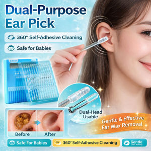 2-In-1 Adhesive Ear Cleaner Ear Wax Remover Tool Disposable Cleaning Ear Scoop Child-Safe Ear Spoon Cleaning Cotton Buds