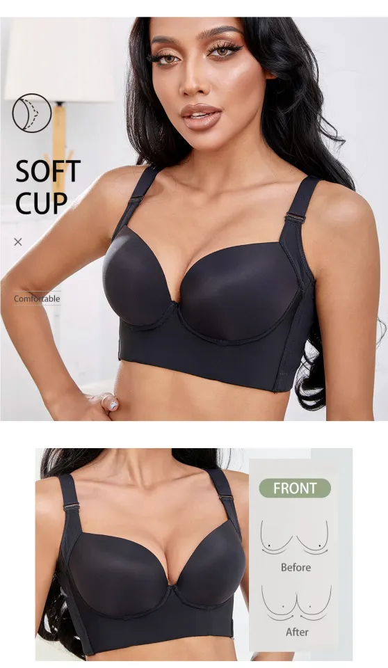 Women Deep Cup Bra Hide Back Fat Full Back Coverage Bra with