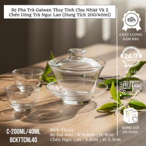 Bộ Gaiwan Thủy Tinh 200ml + 2 Ly Trà Kim Cương 30ml